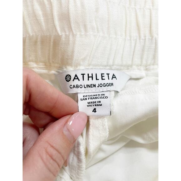 Athleta Cabo White Linen Jogger Size 4 - Picture 7 of 9